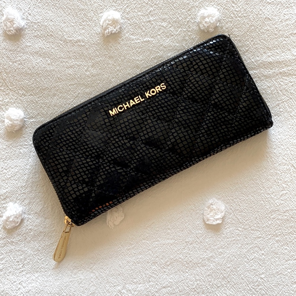 Michael Kors soft black shiny wallet